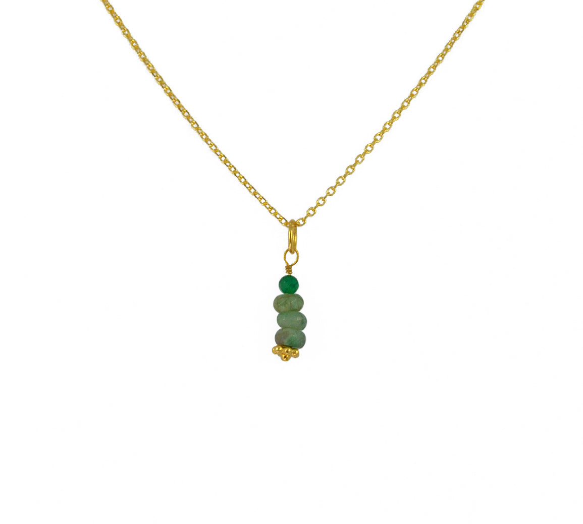 Collier doré et pendentif 4 pierres facettées - ONYX VERTE