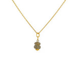 Collier doré pendentif double pierre - LABRADORITE -
