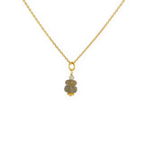 Collier doré pendentif double pierre - LABRADORITE -