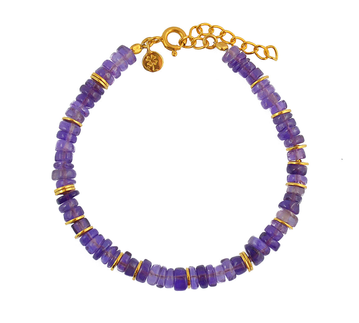 Bracelet doré et pierres heishi - AMETHYST - Bracelets