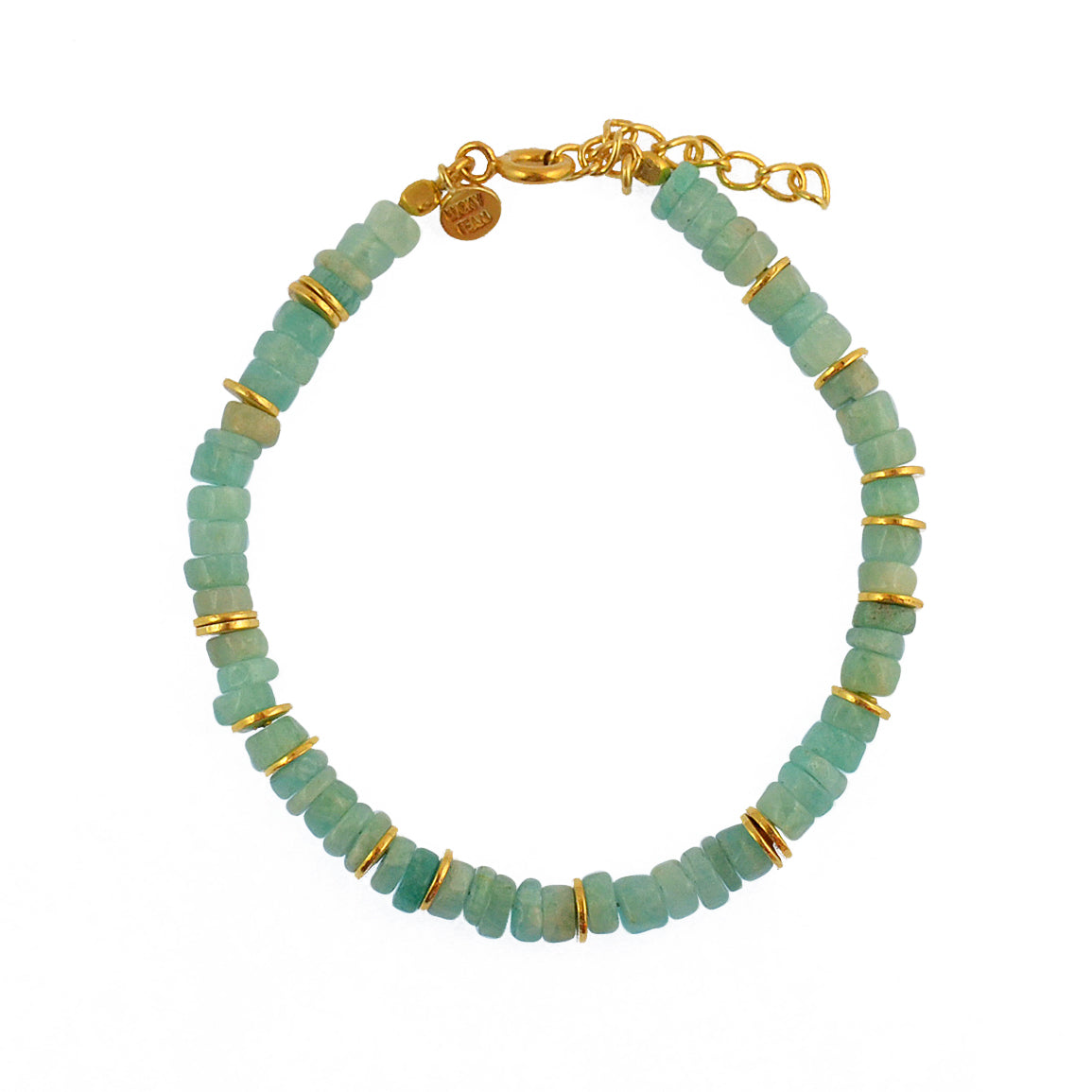 Bracelet doré et pierres heishi - AMAZONITE - Bracelets