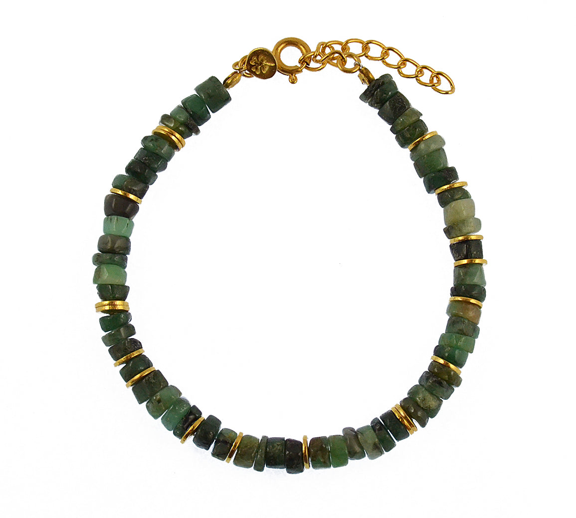 Bracelet doré et pierres heishi - EMERAUDE - Bracelets