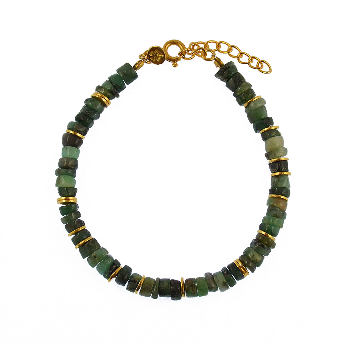 Bracelet doré et pierres heishi - EMERAUDE - Bracelets