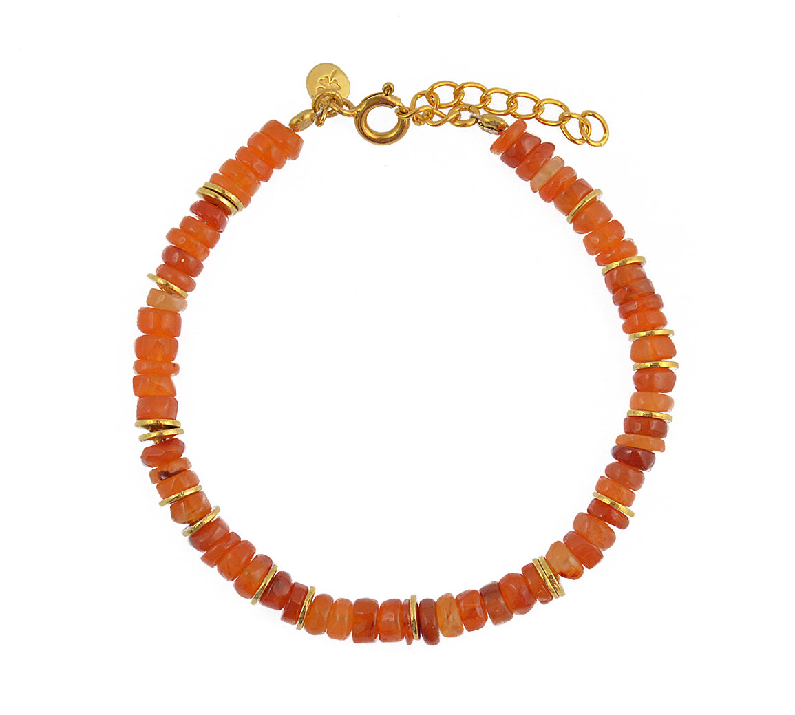 Bracelet doré et pierres heishi - CORNALINE - Bracelets