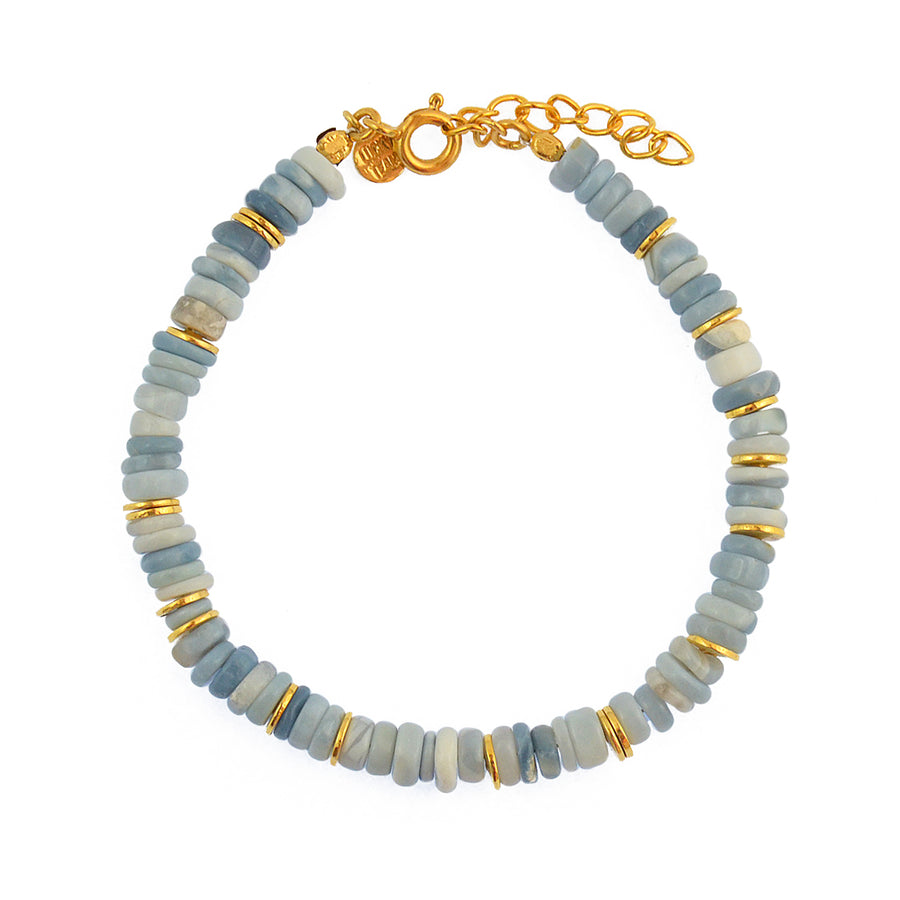 Bracelet doré et pierres heishi - OPALE BLEUE - Bracelets
