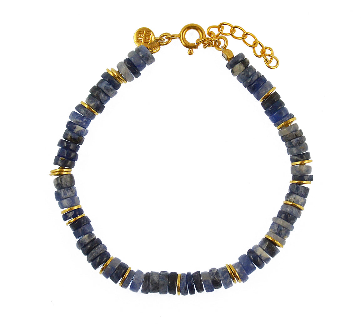 Bracelet doré et pierres heishi - SODALITE - Bracelets