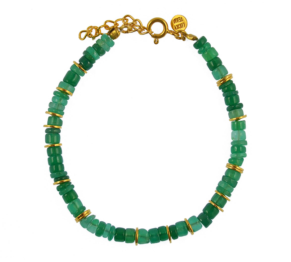 Bracelet doré et pierres heishi - ONYX VERTE - Bracelets