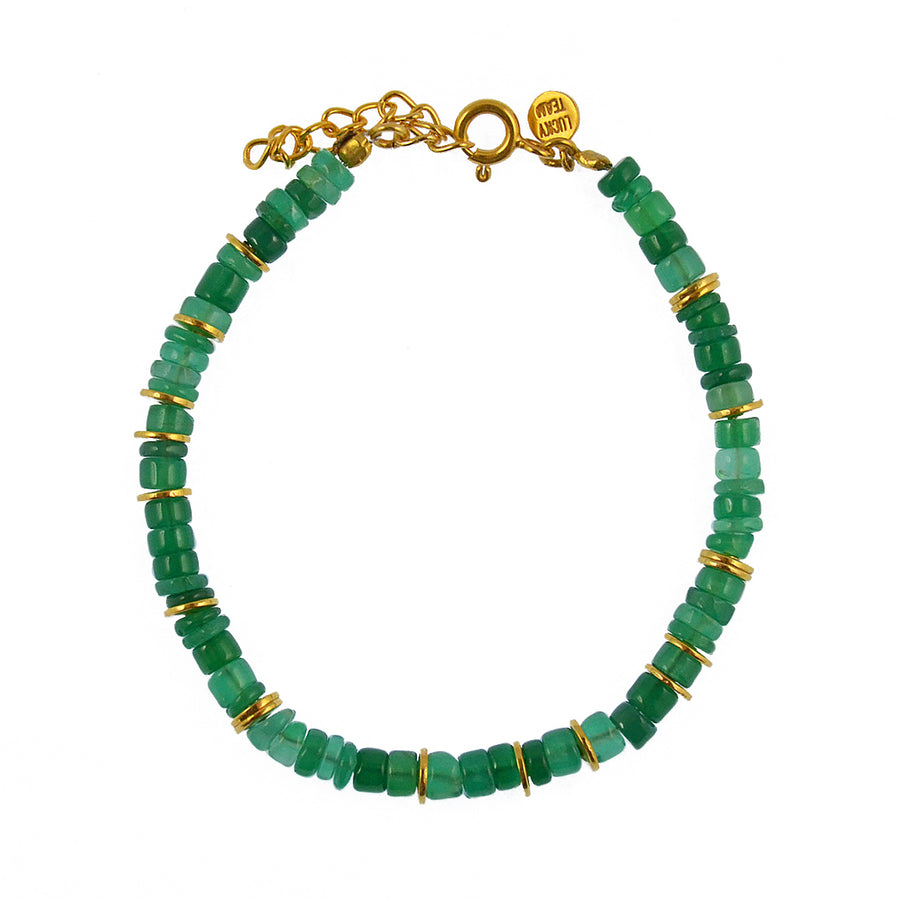 Bracelet doré et pierres heishi - ONYX VERTE - Bracelets