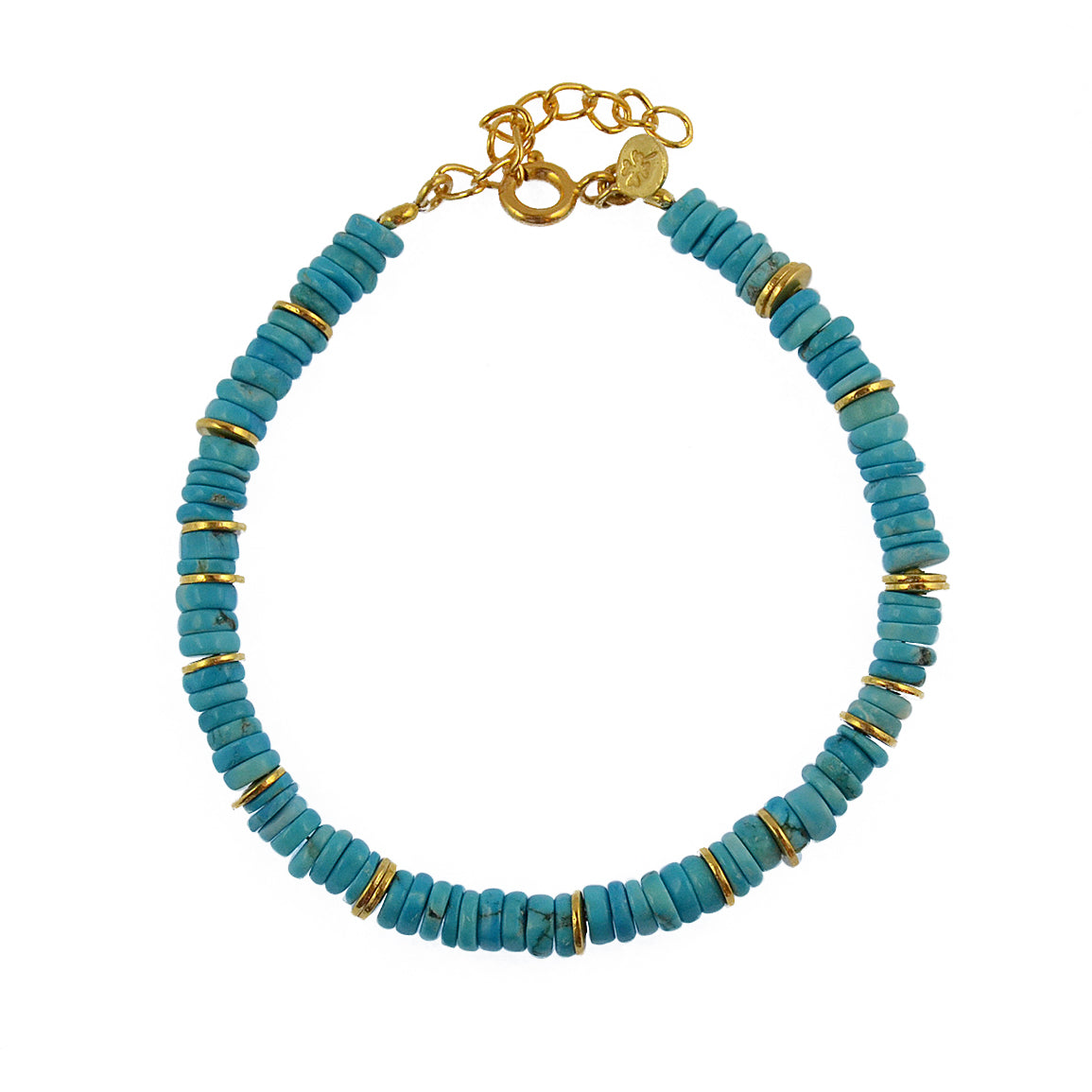 Bracelet doré et pierres heishi - TURQUOISE - Bracelets