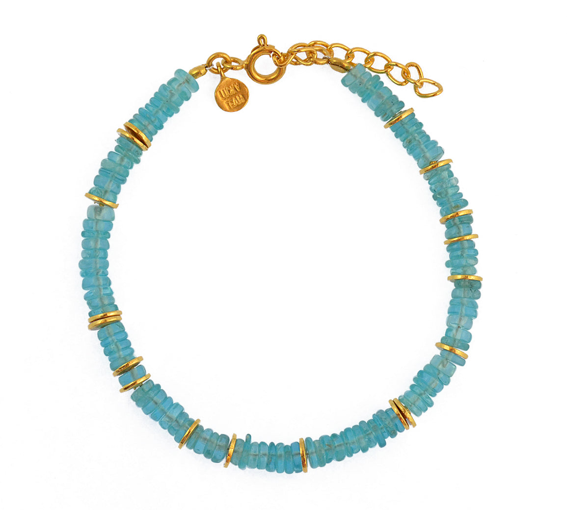 Bracelet doré et pierres heishi - APATITE - Bracelets