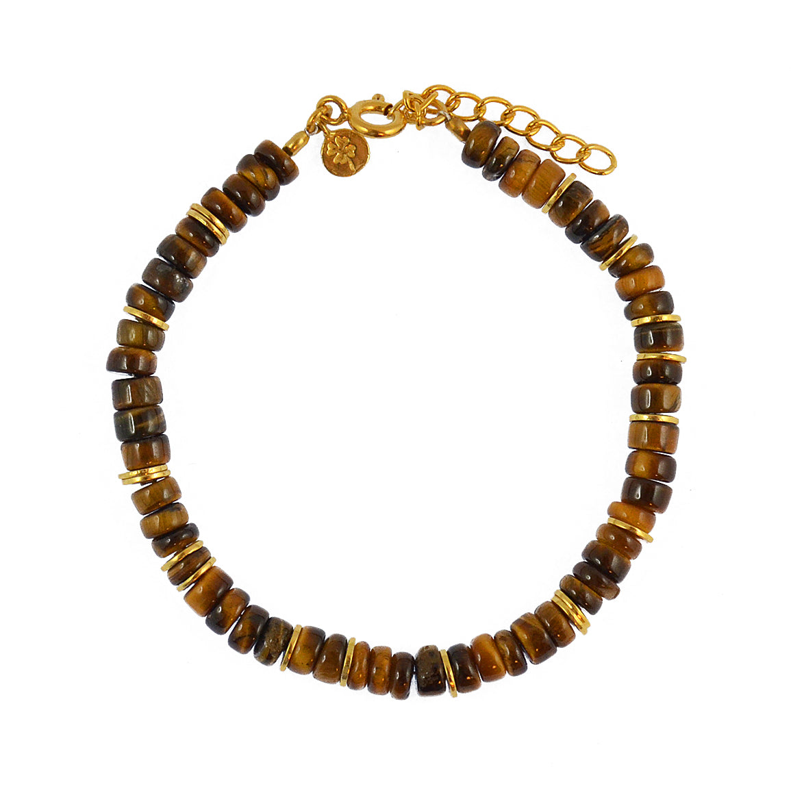 Bracelet doré et pierres heishi - OEIL DE TIGRE - Bracelets