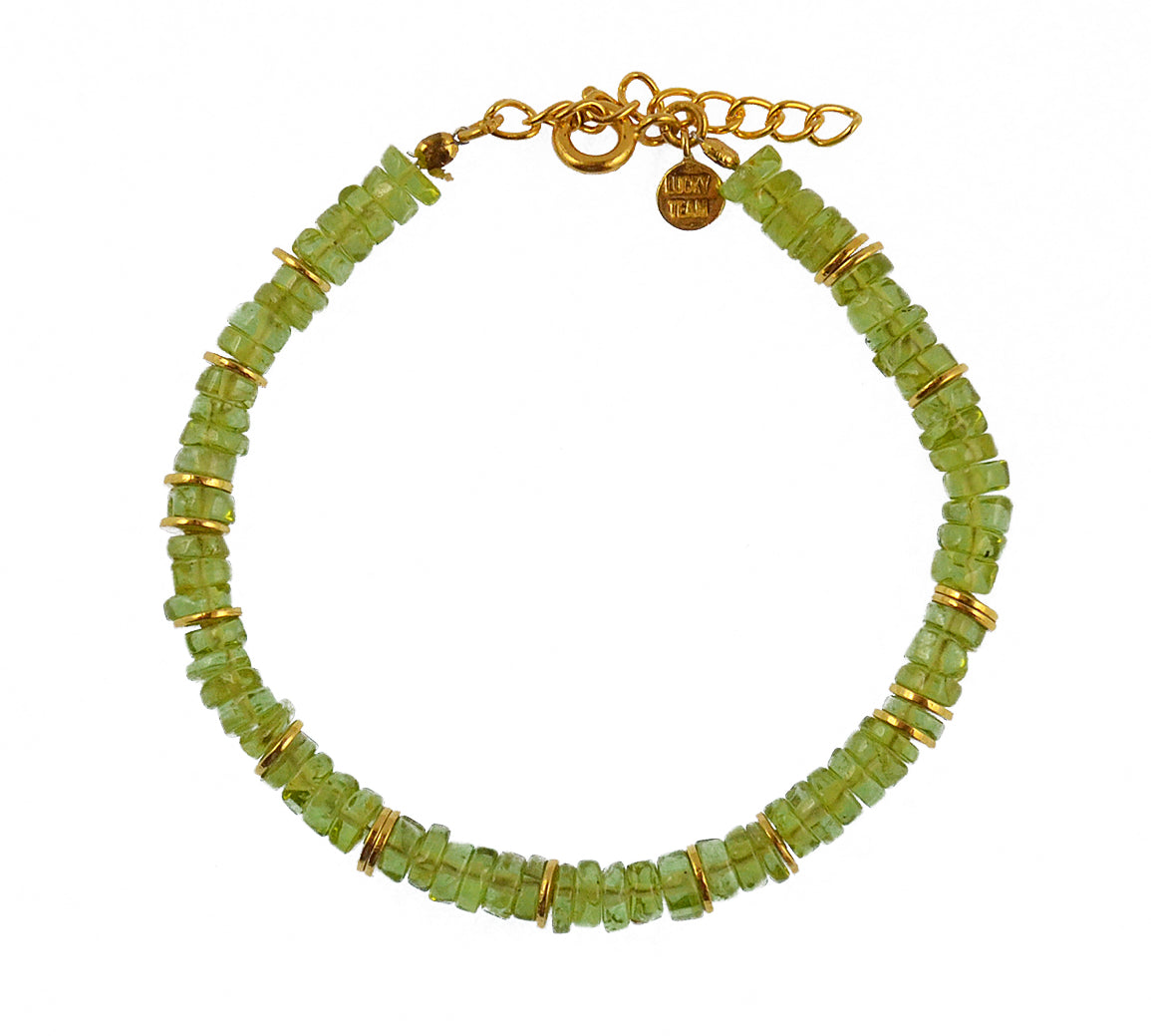 Bracelet doré et pierres heishi - PERIDOT - Bracelets