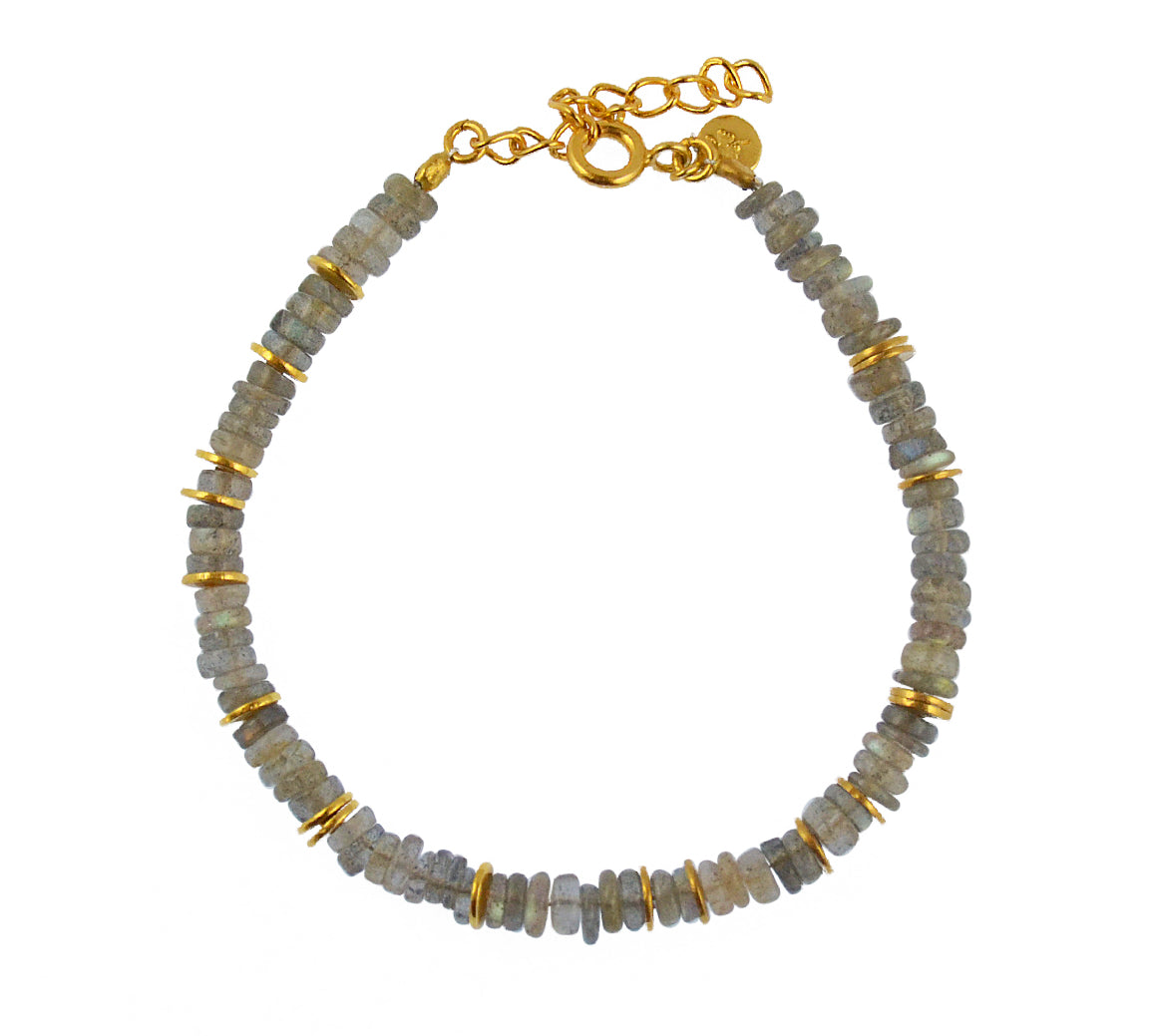 Bracelet doré et pierres heishi - LABRADORITE - Bracelets