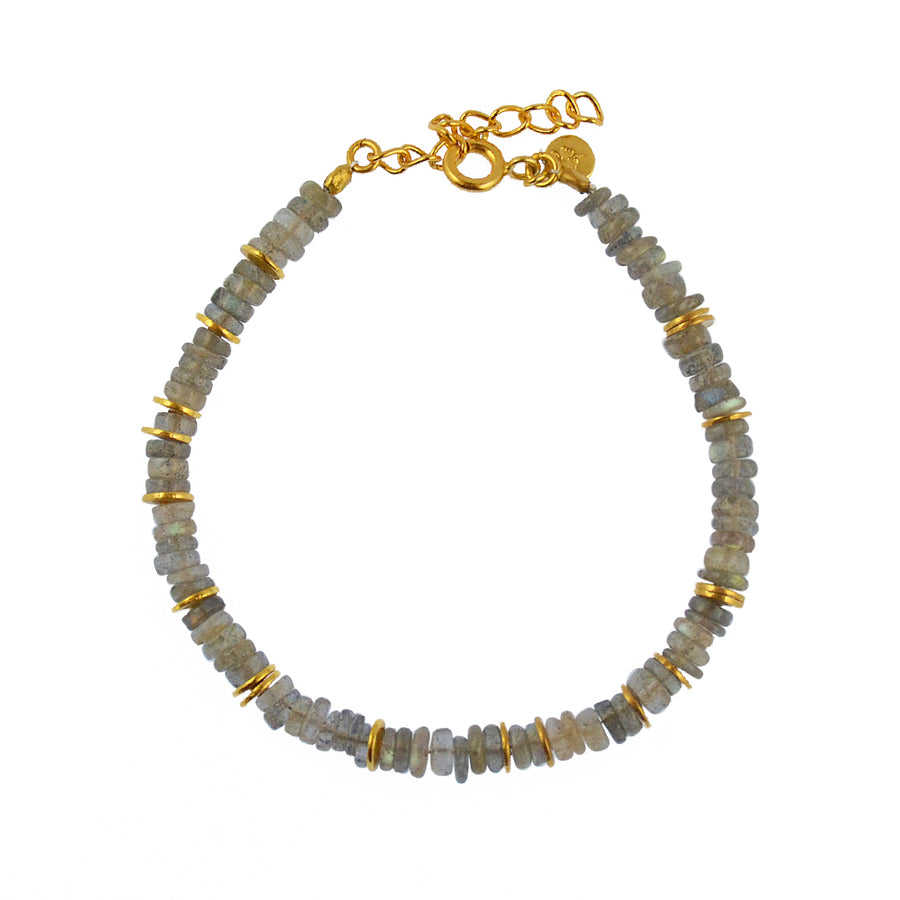 Bracelet doré et pierres heishi - LABRADORITE - Bracelets