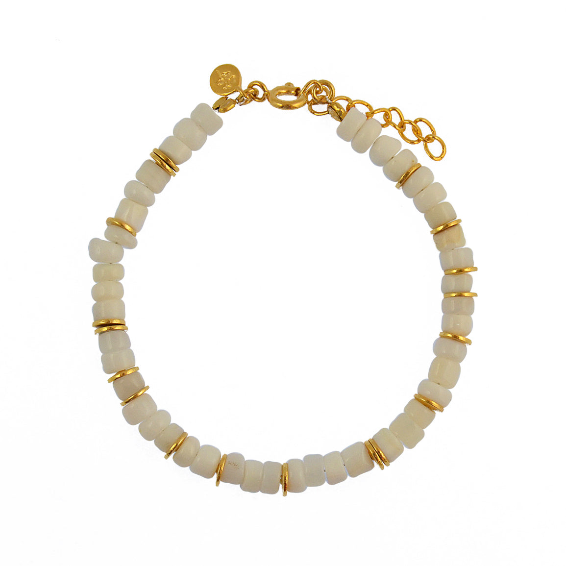 Bracelet doré et pierres heishi - OPALE BLANCHE - Bracelets