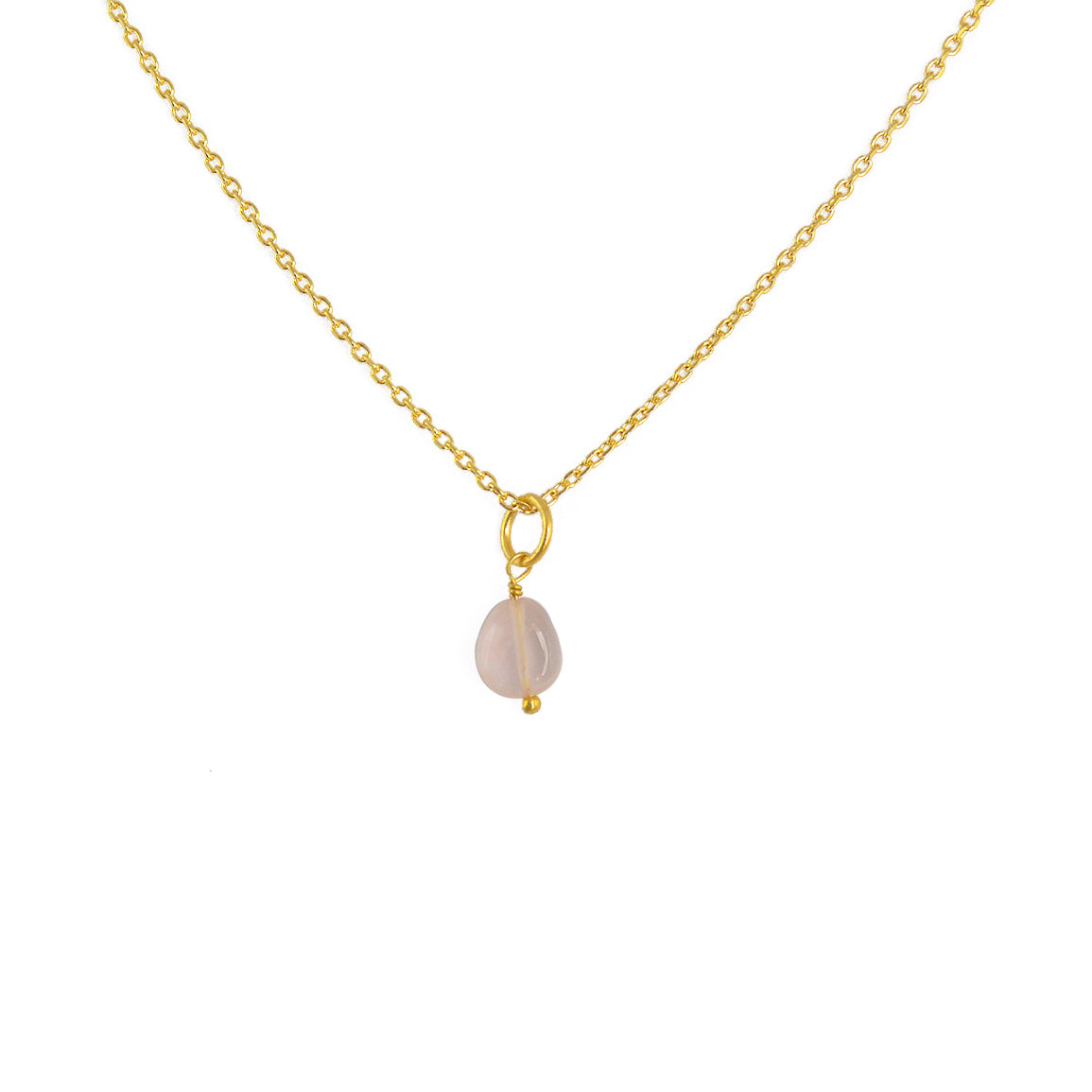 Collier doré et pendentif petite pierre - QUARTZ ROSE -
