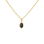 Collier doré et pendentif petite pierre - QUARTZ FUMÉ -