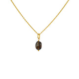 Collier doré et pendentif petite pierre - QUARTZ FUMÉ -