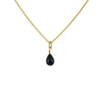 Collier doré et pierre goutte facettée - ONYX NOIRE -