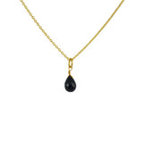 Collier doré et pierre goutte facettée - ONYX NOIRE -