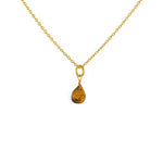 Collier doré et pierre goutte facettée - OEIL DE TIGRE -