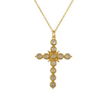Collier doré croix pierres - PIERRE DE LUNE
