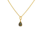 Collier doré et pierre goutte facettée - LABRADORITE -