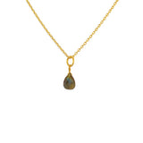 Collier doré et pierre goutte facettée - LABRADORITE -
