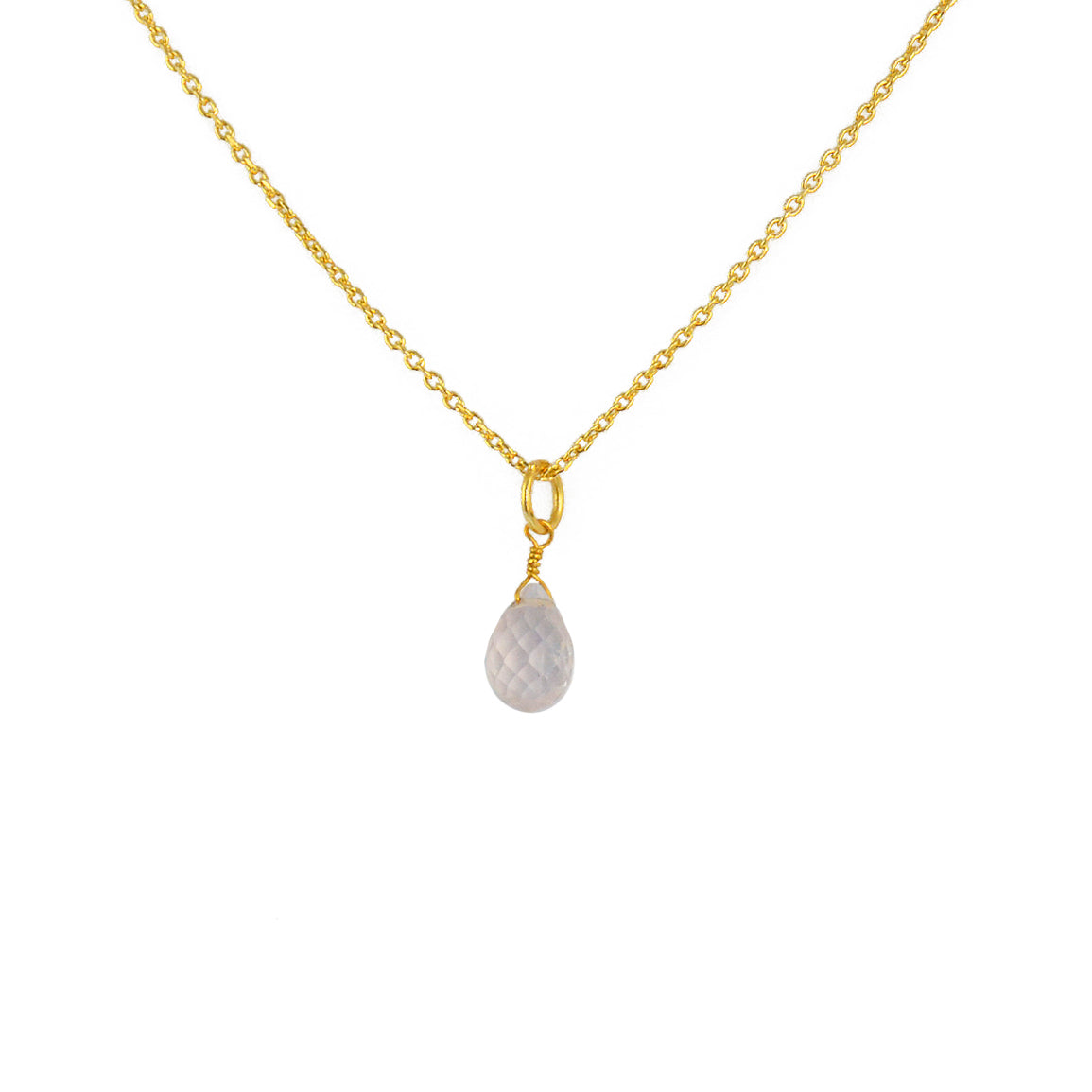 Collier doré et pierre goutte facettée - PIERRE DE LUNE -