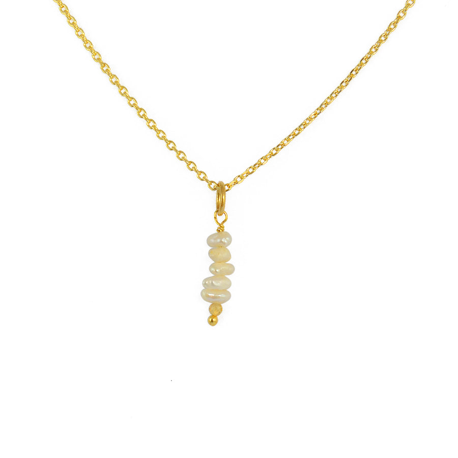 Collier doré pendentif 5 perles de culture - Colliers