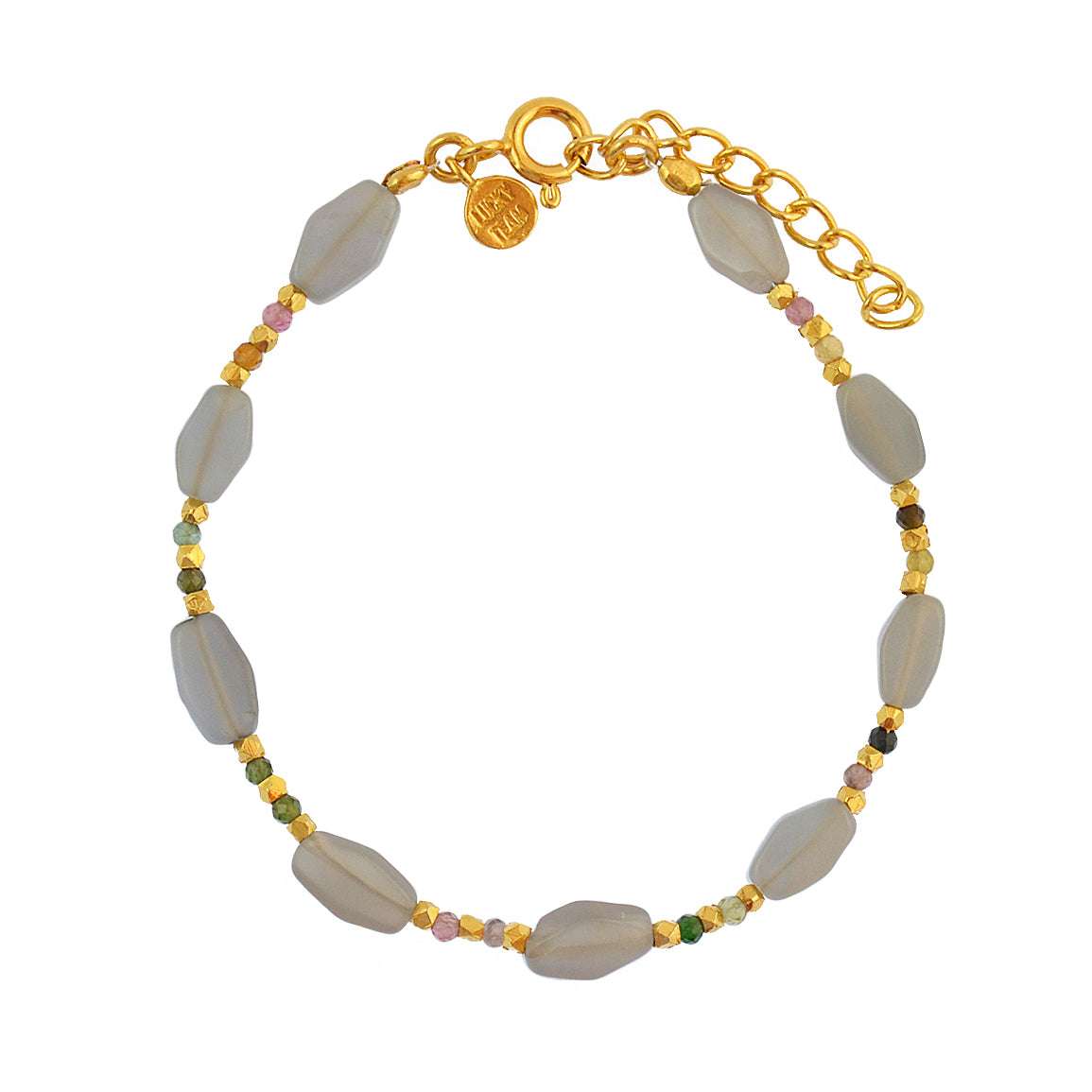 Bracelet doré et pierres losange - LABRADORITE & TOURMALINE