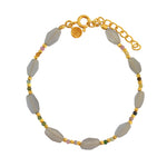 Bracelet doré et pierres losange - LABRADORITE & TOURMALINE