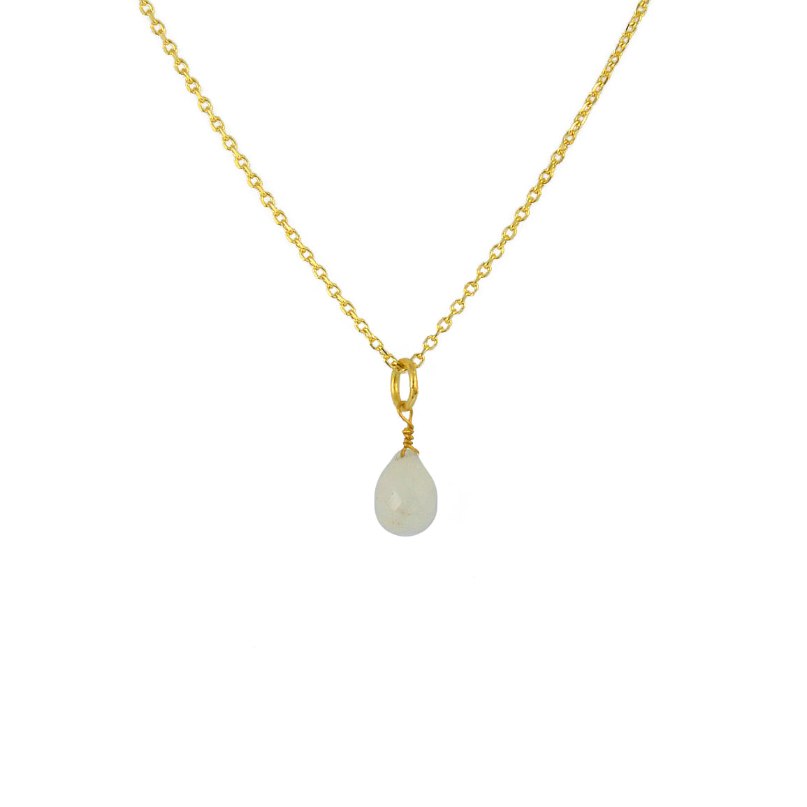 Collier doré et pierre goutte facettée - Colliers