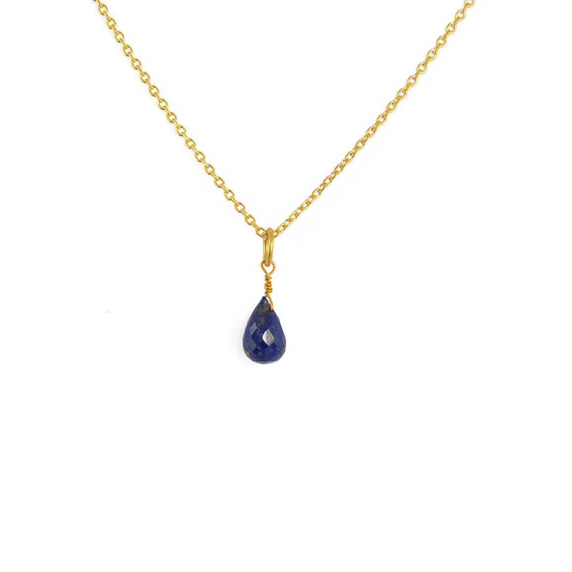 Collier doré et pierre goutte facettée - LAPIS - Colliers