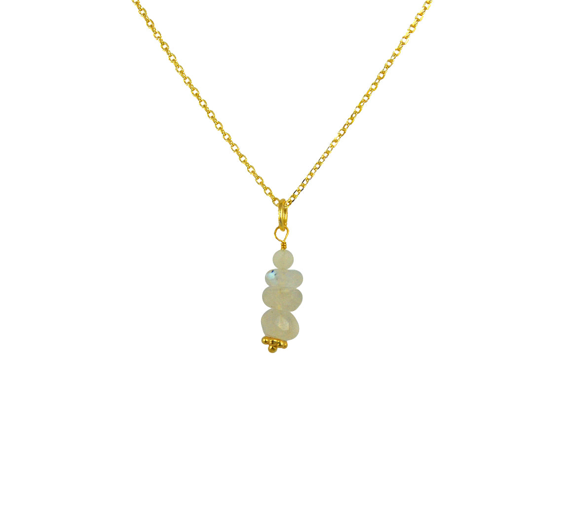 Collier doré et pendentif 4 pierres facettées - PIERRE DE