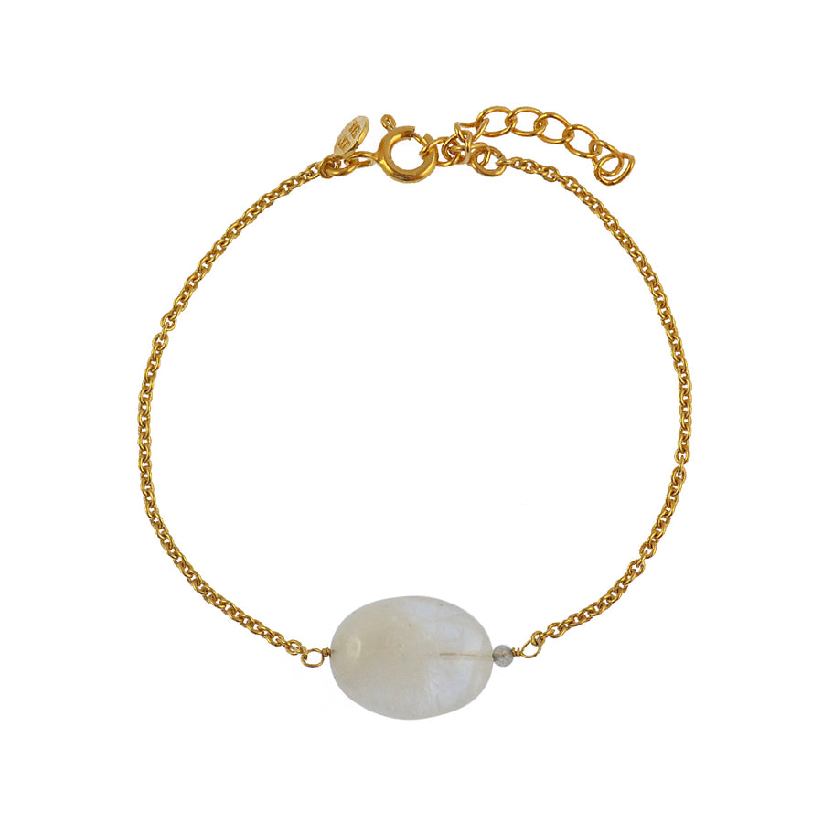 Bracelet doré et pierre naturelle - PIERRE DE LUNE -