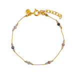 Bracelet fil doré et petites pierres naturelles - TOURMALINE