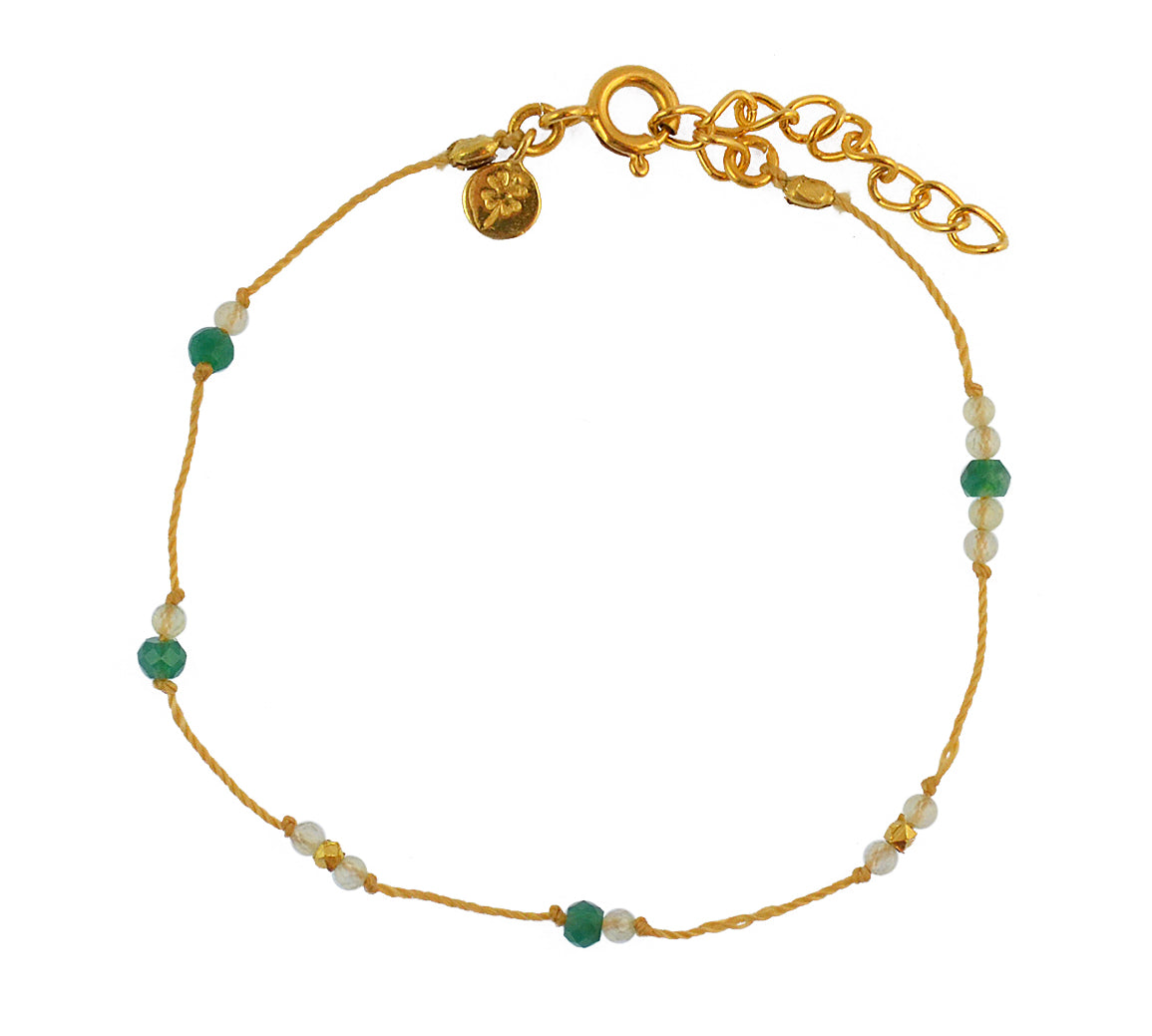Bracelet fil doré petites pierres et perles dorées - ONYX