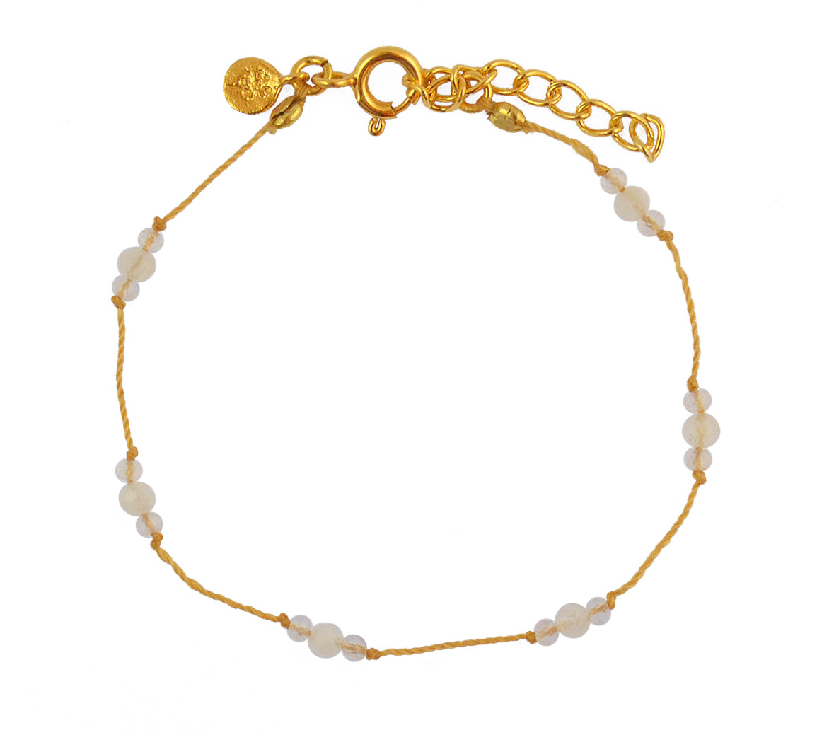 Bracelet fil doré petites pierres et perles dorées - PIERRE