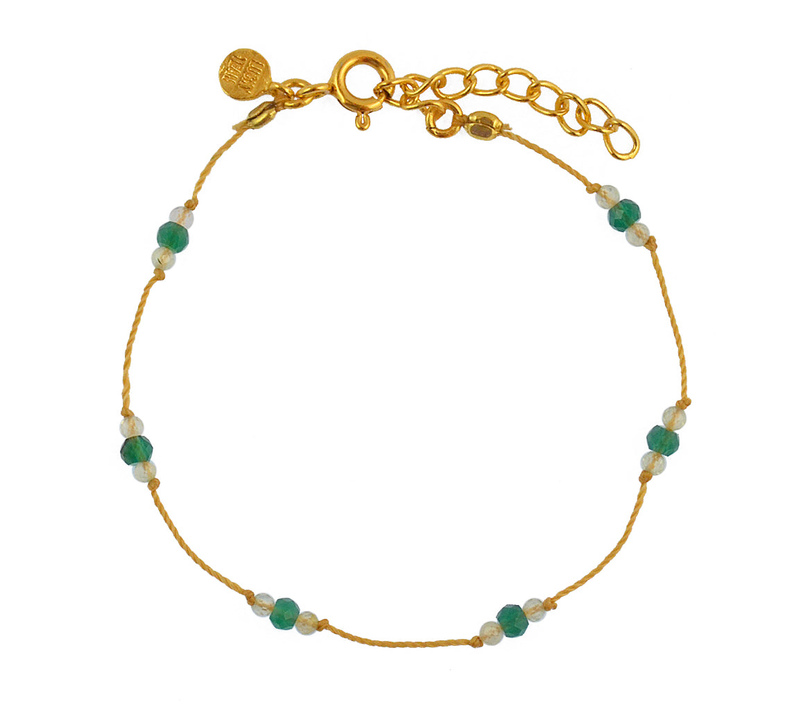 Bracelet fil doré et petites pierres naturelles - ONYX VERTE