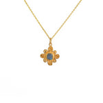 Collier doré et pendentif arabesque et pierre - LABRADORITE