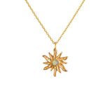 Collier doré pendentif soleil et pierre - PREHNITE -