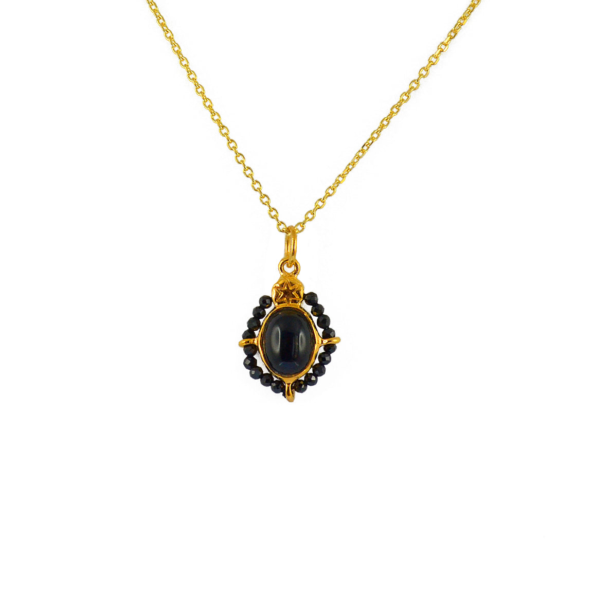Collier doré pendentif pierre cabochon et étoile - ONYX