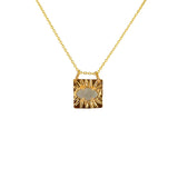 Gold necklace with square eye stone pendant