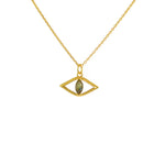 Collier doré pendentif oeil et pierre - LABRADORITE -