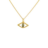 Collier doré pendentif oeil et pierre - LABRADORITE -