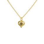 Collier doré pendentif coeur pierre et zircons - LABRADORITE