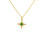 Collier doré pendentif rose des vents pierre et zircons -