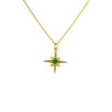 Collier doré pendentif rose des vents pierre et zircons -