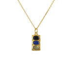 Collier doré plaque martelée 3 pierres - ONYX NOIRE - LAPIS